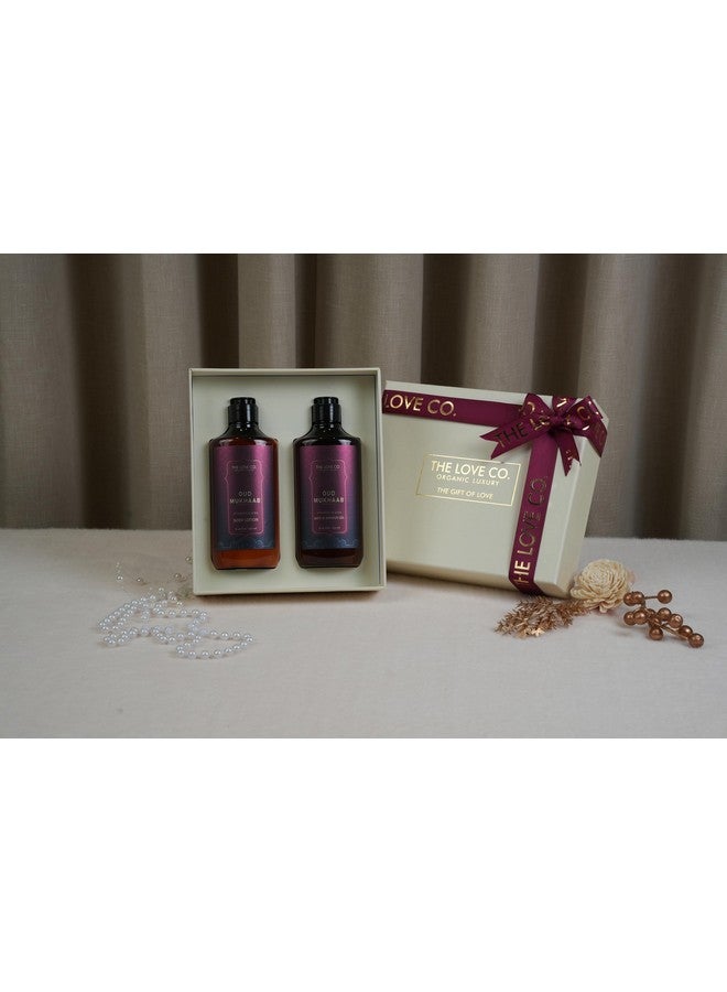 THE LOVE CO. The Love Co Oud Mukhaab Bath And Body Care Gift Box Shower Gel & Body Lotion | For Men And Women | Pampering Kit For Anniversary, Birthday & All Special Occasions | Premium Packaging | Pack Of 2 - Image 2