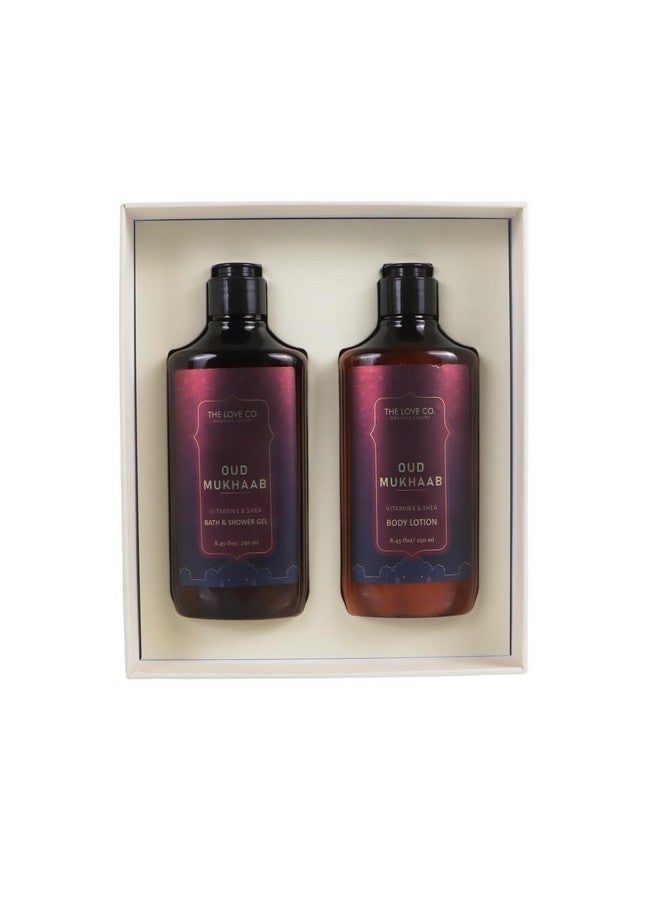 THE LOVE CO. The Love Co Oud Mukhaab Bath And Body Care Gift Box Shower Gel & Body Lotion | For Men And Women | Pampering Kit For Anniversary, Birthday & All Special Occasions | Premium Packaging | Pack Of 2 - Image 1