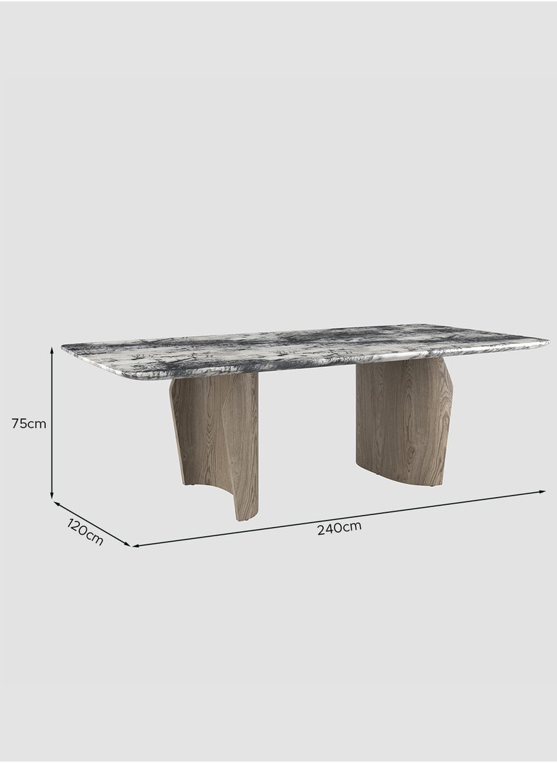 AL HUZAIFA FURNITURE - Regala 6-8 Seats Dining Table, Cedar Marble Top - Image 1