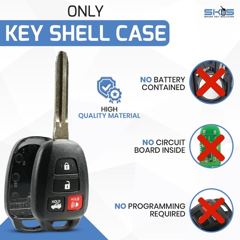 Smart Key Solution Key Fob Shell fits 2012-2017 Toyota Camry / 2014-2017 Toyota Corolla RAV4 Highlander Keyless Entry Remote Case & Pad (HYQ12BDM) HYQ12BEL - Image 2