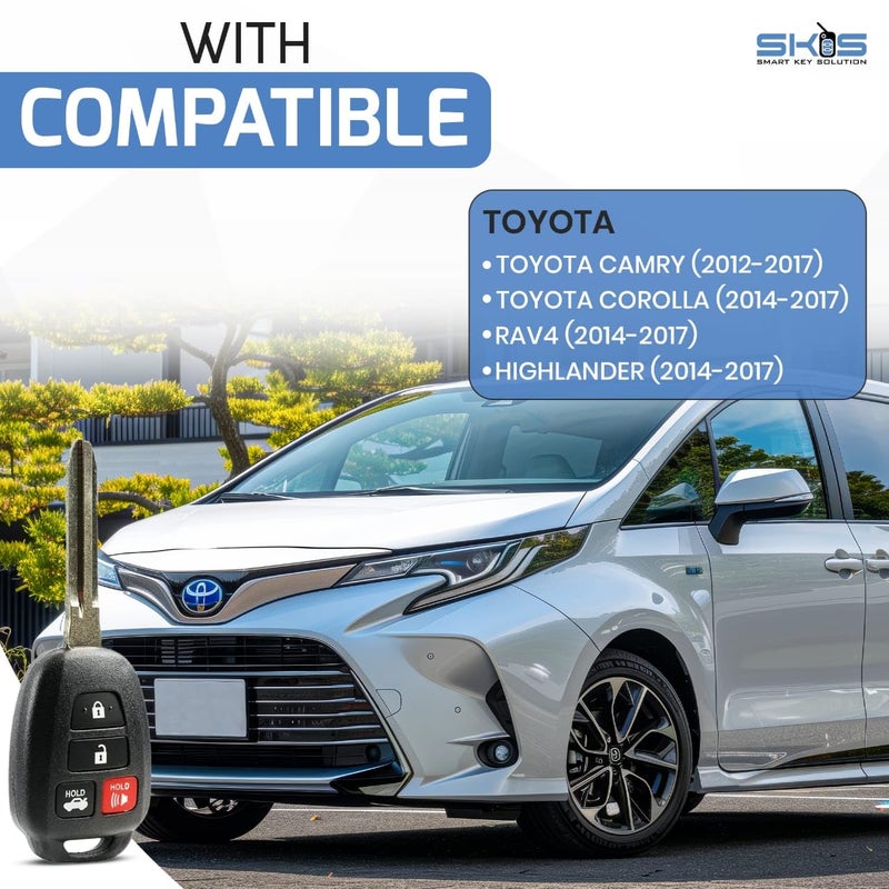 Smart Key Solution Key Fob Shell fits 2012-2017 Toyota Camry / 2014-2017 Toyota Corolla RAV4 Highlander Keyless Entry Remote Case & Pad (HYQ12BDM) HYQ12BEL - Image 4