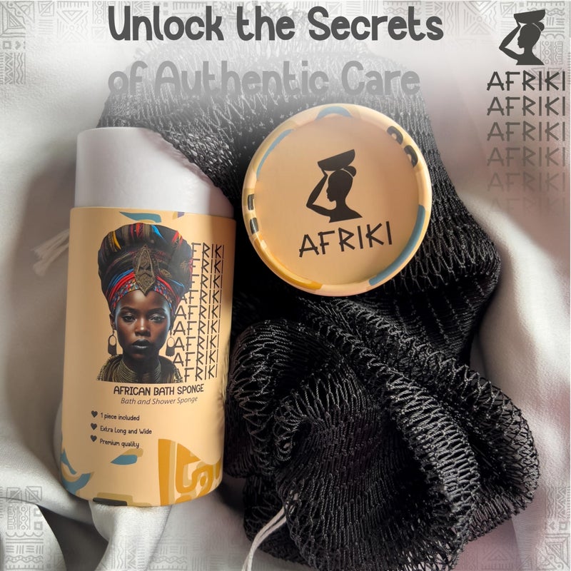 AFRIKI African Net Sponge â€“ Exfoliating Body Scrubber, Black Owned & Rooted in Africa, All Skin Types | 45 in Long (Black) - Image 5