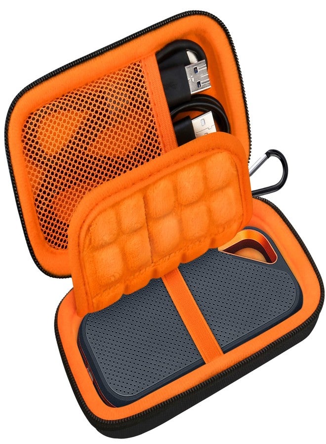 Lacdo Hard Carrying Case for SanDisk Extreme Pro/SanDisk Extreme Portable External SSD 500GB 1TB 2TB 4TB USB-C Solid State Drive EVA Shockproof Protective Storage Travel Bag, Black+Orange - Image 1