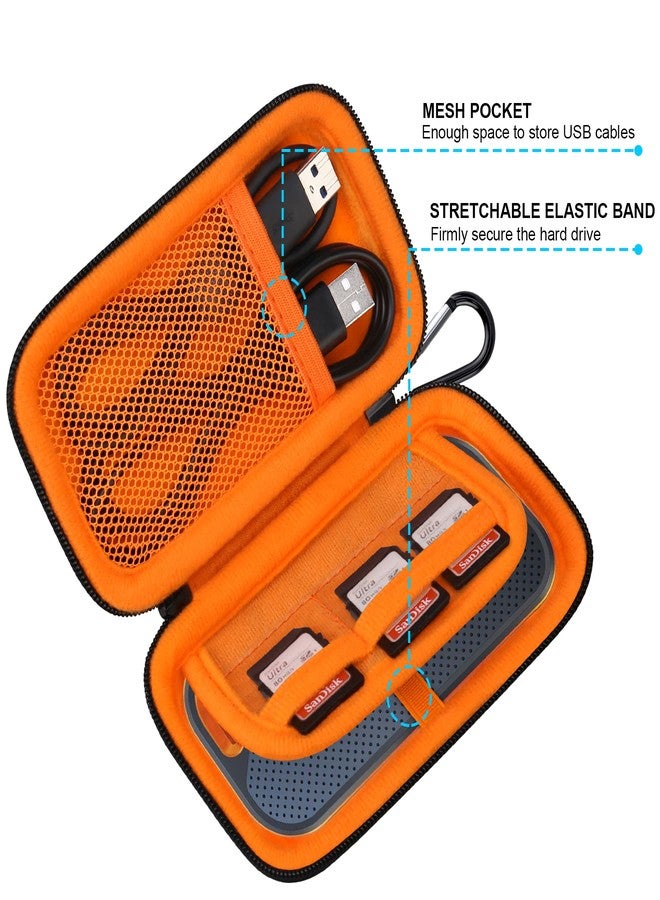 Lacdo Hard Carrying Case for SanDisk Extreme Pro/SanDisk Extreme Portable External SSD 500GB 1TB 2TB 4TB USB-C Solid State Drive EVA Shockproof Protective Storage Travel Bag, Black+Orange - Image 4