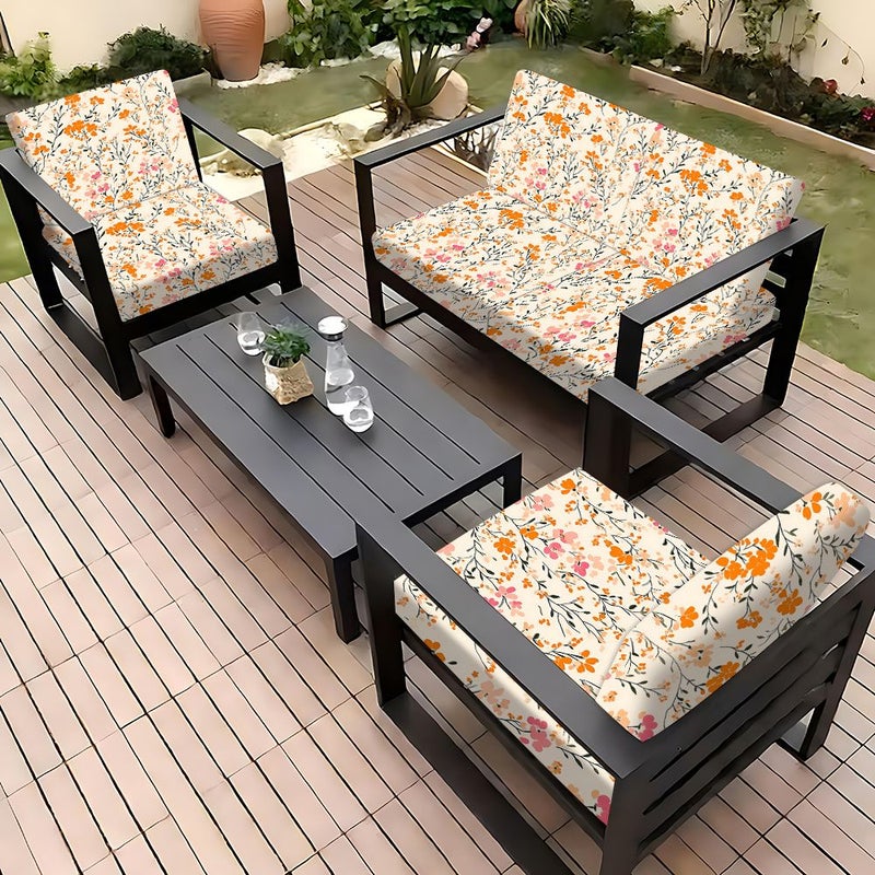 2D Flat Sofa Cover Watercolor Peach And Orange Floral Print Slipcover Pastel Boho Style Elastic Couch Protector Washable Furniture Protector For Living Room Bedroom 4pcs - Image 1