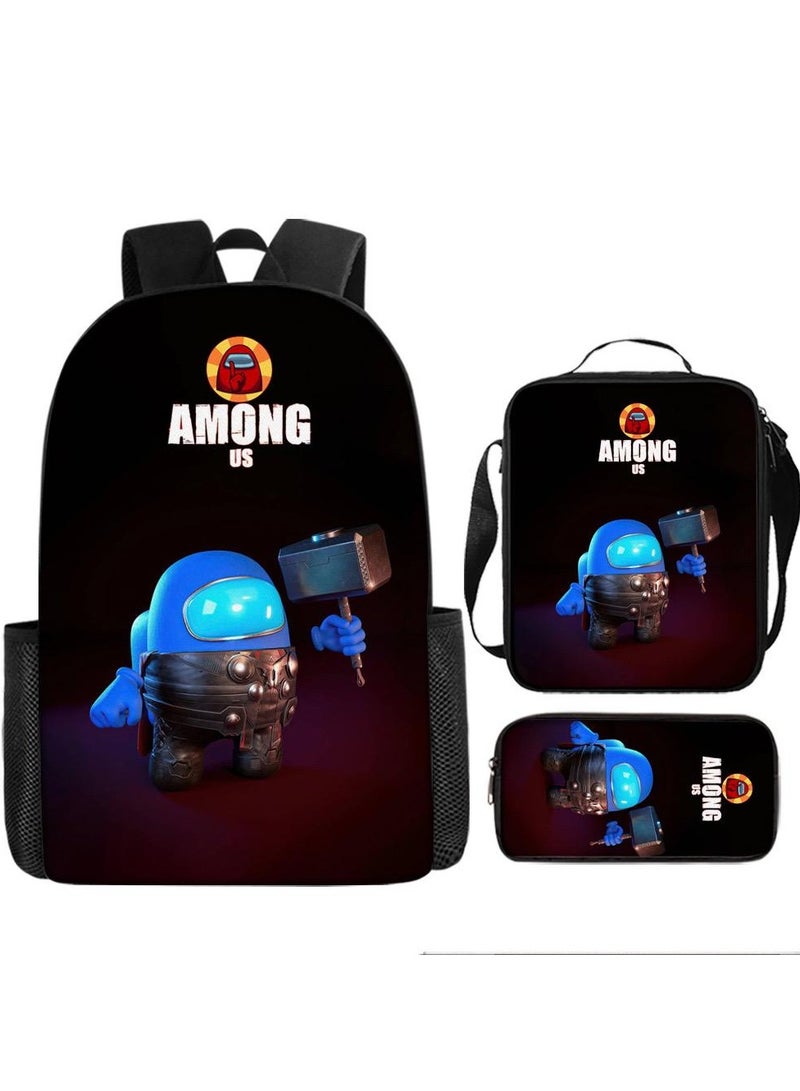 Among Us 3-Piece Among Us student backpack cartoon backpack children's backpack shoulder bag