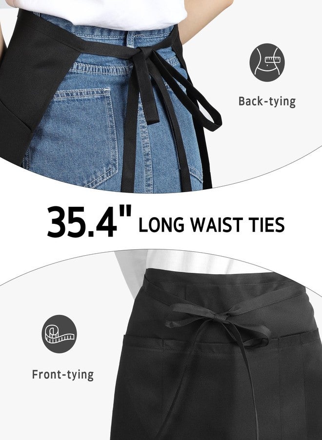 Syntus Server Apron with 4 Pockets, Waitress Waist Apron, Black 1 Pack - Image 4