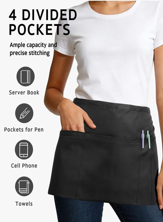 Syntus Server Apron with 4 Pockets, Waitress Waist Apron, Black 1 Pack - Image 5