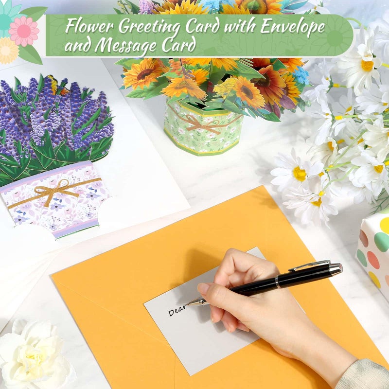 Caffox 6 Pack Paper Flower Pop Up Cards, Flower Bouquet Card Popup 3D Greeting Cards for Mother's Day, Graduation, Anniversary, Birthday, Congratulations, Get Well, Home Decor, with Envelope and Note - Image 5