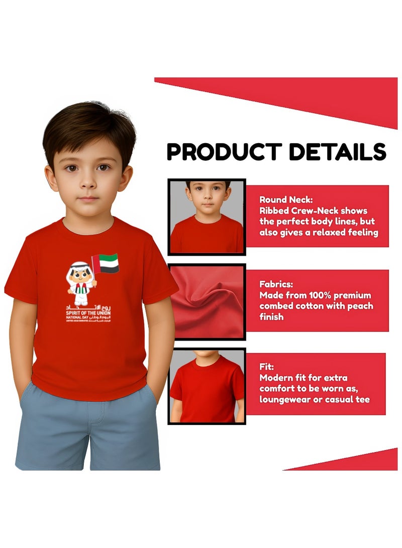 PRINTSHOP4ME Unisex UAE Kids T-shirts for celebrating  UAE National Day and Flag day events Red (Design 1) - Image 4