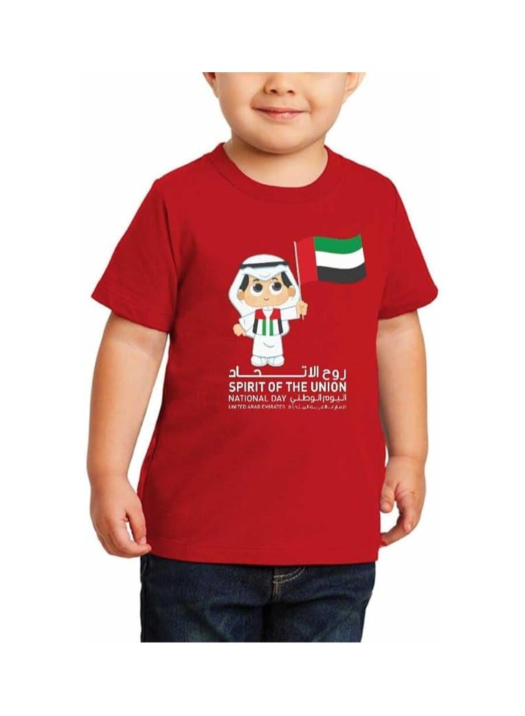 PRINTSHOP4ME Unisex UAE Kids T-shirts for celebrating  UAE National Day and Flag day events Red (Design 1) - Image 1