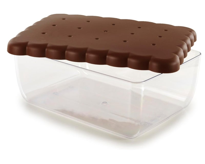 Snips Rectangular Biscuit Saver, Brown/Clear, Plastic - Image 1