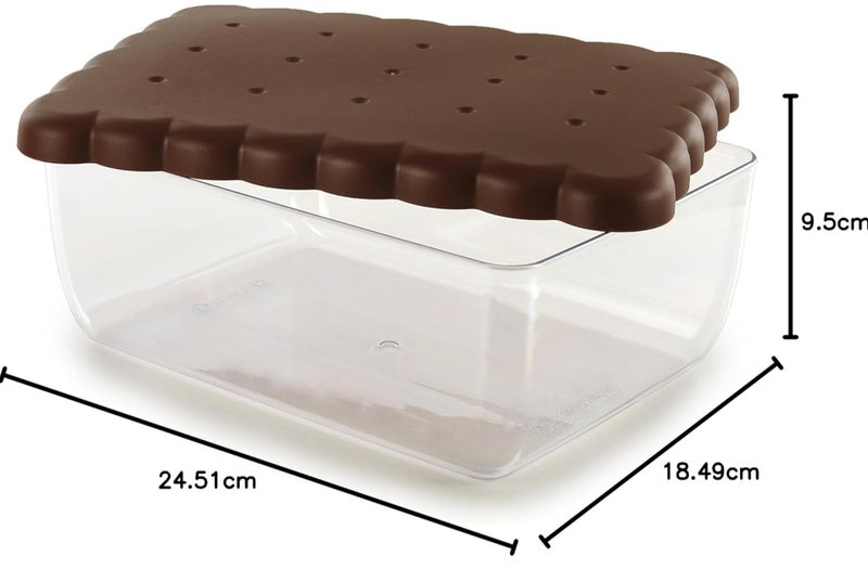 Snips Rectangular Biscuit Saver, Brown/Clear, Plastic - Image 2