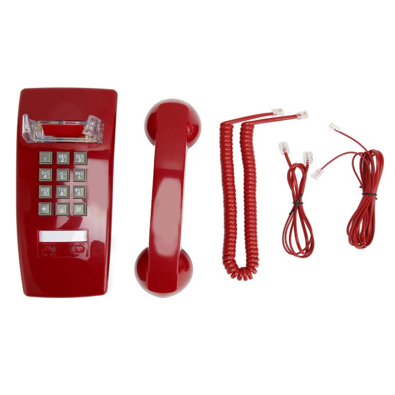 Retro Wall Phone Corded Landline Telephone - Handset Volume Control Classic Wall Mounted Corded Phone with Traditional Beeping Mechanism for Home Office Hotel - Image 1