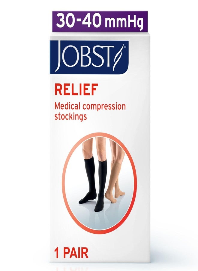 جوبست جوارب ضغط JOBST Relief 30-40 مم زئبق، تصل إلى الركبة، مفتوحة الأصابع | جوارب ضغط للنساء/الرجال لتخفيف تعب وآلام وتورم الساقين، والدوالي البسيطة | بيج، متوسط - Image 2
