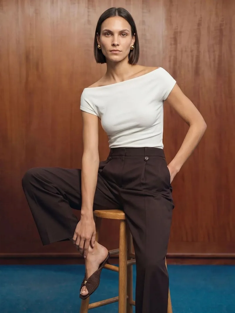 Dilvin DILVIN Off-Shoulder Slim Fit Jersey Blouse