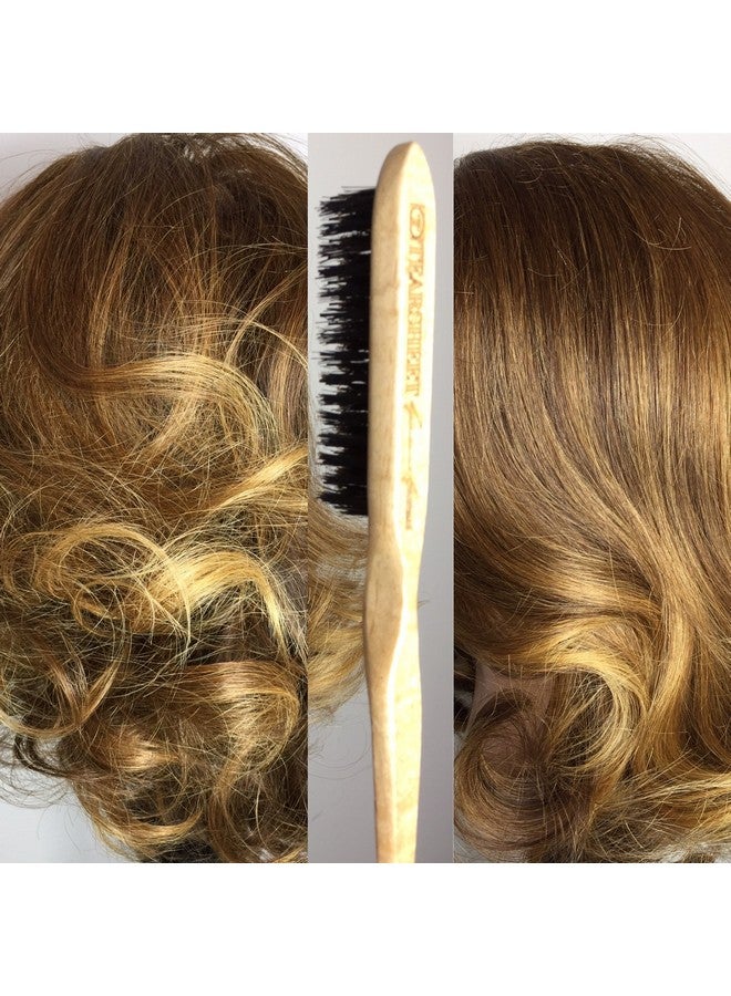 Tearsheet Professional Finishing Hairstyling Brush Teasing Brush With Tail Wood Handle Boar Bristle For Shiny Hair Volume Hair Smooth Hair Back Brush Back Comb Tease Smooth Hair Into Ponytail Updo - Image 5