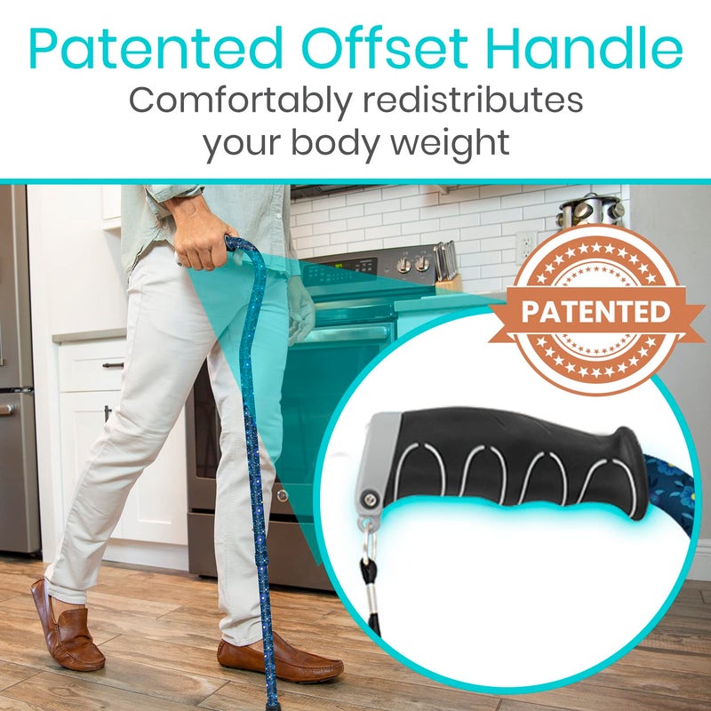 Vive Walking Cane for Women, Men, Elderly - Patented Offset Grip - Lightweight Adjustable Walking Aid with a Non-Slip Tip - Sturdy Balancing Mobility Aid for Seniors - Image 4