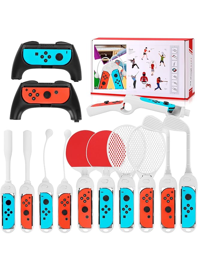 NALACAL 13 In 1 Sports Accessories Bundle For Nintendo Switch Comprehensive Switch Sports Set With Joycon Grips Tennis Rackets Golf Clubs And More - Image 1