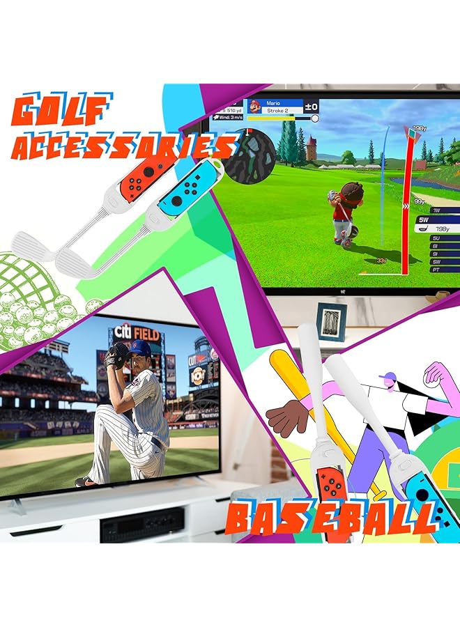 NALACAL 13 In 1 Sports Accessories Bundle For Nintendo Switch Comprehensive Switch Sports Set With Joycon Grips Tennis Rackets Golf Clubs And More - Image 3