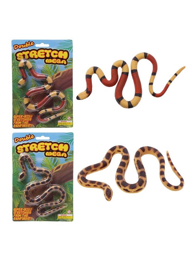 Rhode Island Novelty The Toy Network Fake Snake Mega Stretch Snake 22" Stretches Up To 5 Feet Set Of 2  - Image 1