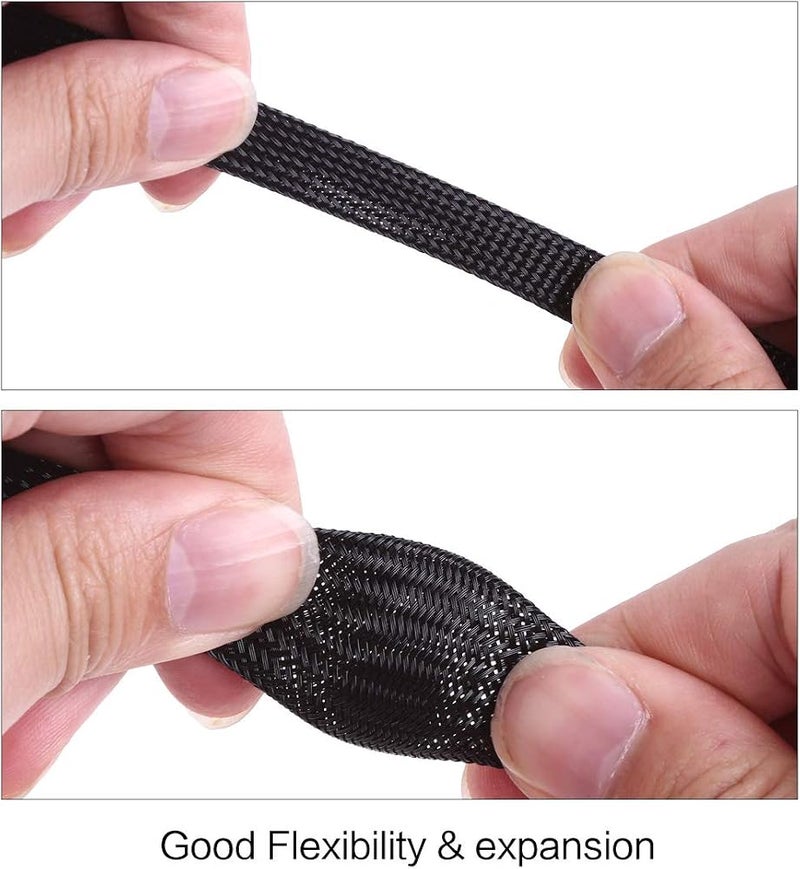 Keco 100ft – 1/2 inch PET Expandable Braided Cable Sleeve – Wire Sleeving for Audio Video and Other Home Device Cable Automotive Wire - Black - Image 5