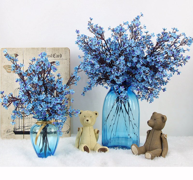 JAKY Global JAKY-Global 9pcs Babys Breath Artificial Flowers Gypsophila Bouquet Bulk Fake Spring Silk Small Flowers Real Touch Faux Floral for Home Bedroom Kitchen Garden Wedding Christmas Party DIY Decor (Blue) - Image 2