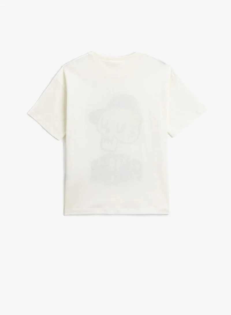 كوتون Skull Printed T-Shirt Short Sleeve Crew Neck Cotton