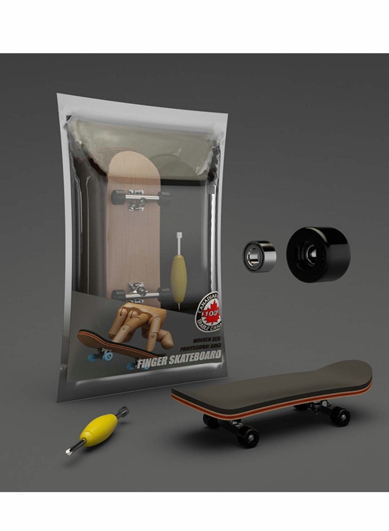 Excefore لوح تزلج بالأصابع، لوح تزلج صغير مصنوع من خليط معدني مع أدوات احترافية للوحة الأصابع ومحمل (عجلات سوداء) - Image 1