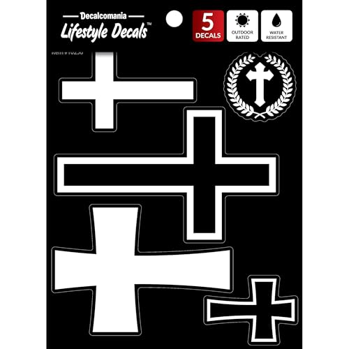 WALL PALZ Decalcomania Christian Crosses Decals Stickers for Car or Truck Window Black White Cross Car Sticker and Christian Cross Stickers - Image 1