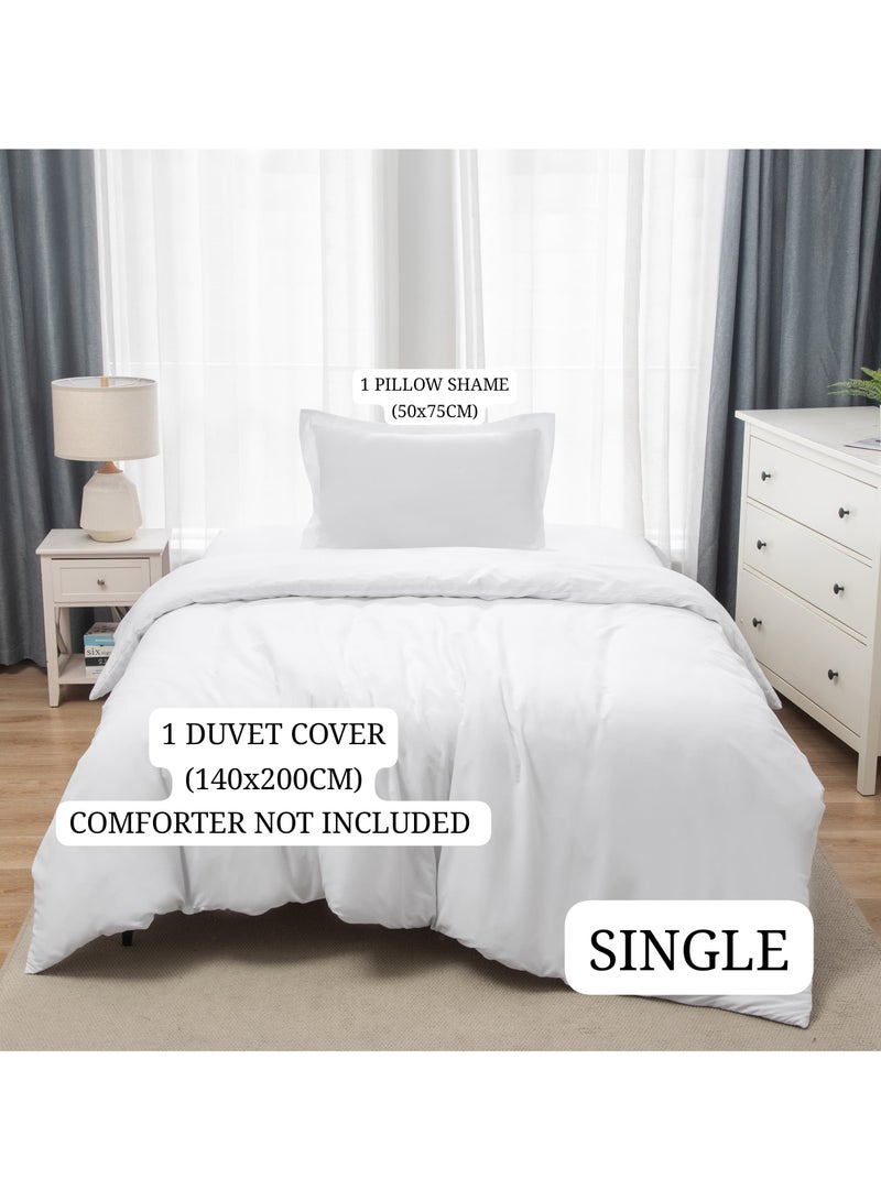 Panax Bedding Duvet Cover Single Size Set- 1PC Duvet Cover 140x200CM / 1PC-Pillow Sham 50x75CM (White, Single) - Image 3
