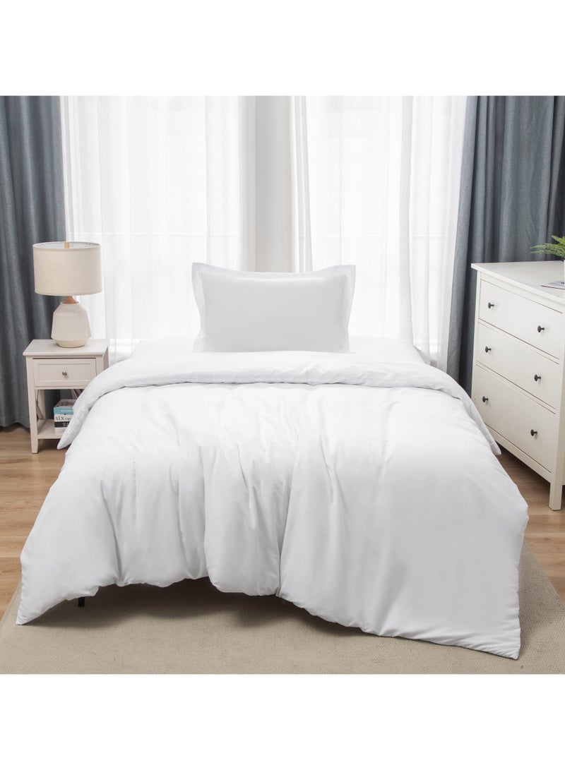 Panax Bedding Duvet Cover Single Size Set- 1PC Duvet Cover 140x200CM / 1PC-Pillow Sham 50x75CM (White, Single) - Image 1