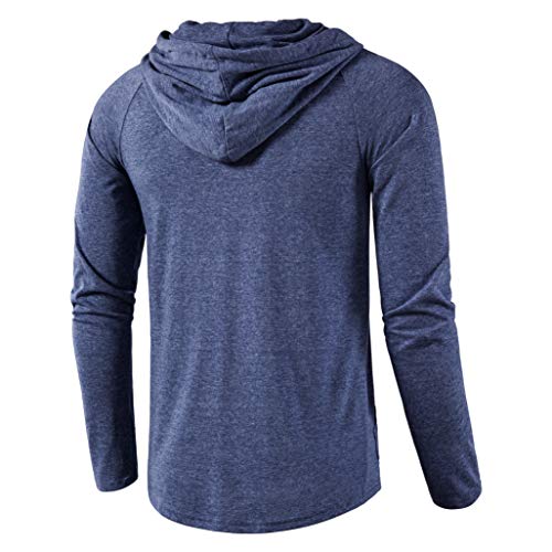 SIR7 Men's Gym Workout Active Long Sleeve Pullover Lightweight Hoodie Casual Hooded Sweatshirts(Deep Blue Large) - Image 3