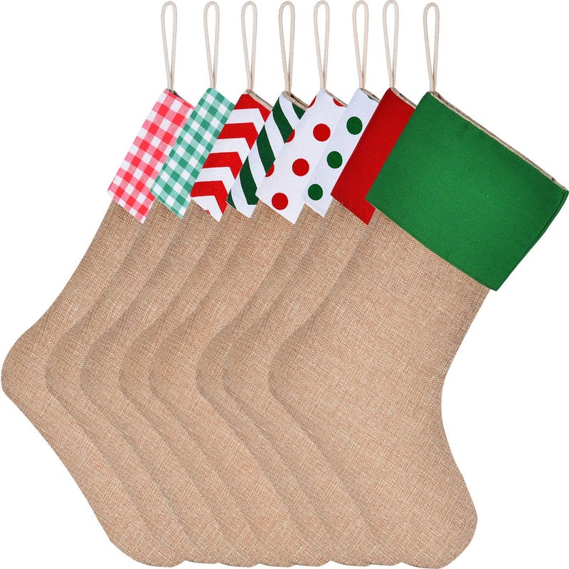 Sunshane Burlap Christmas Stockings Xmas Fireplace Hanging Stockings Decoration Stockings for Christmas Decoration DIY Craft Color Set 13 8 - Image 2