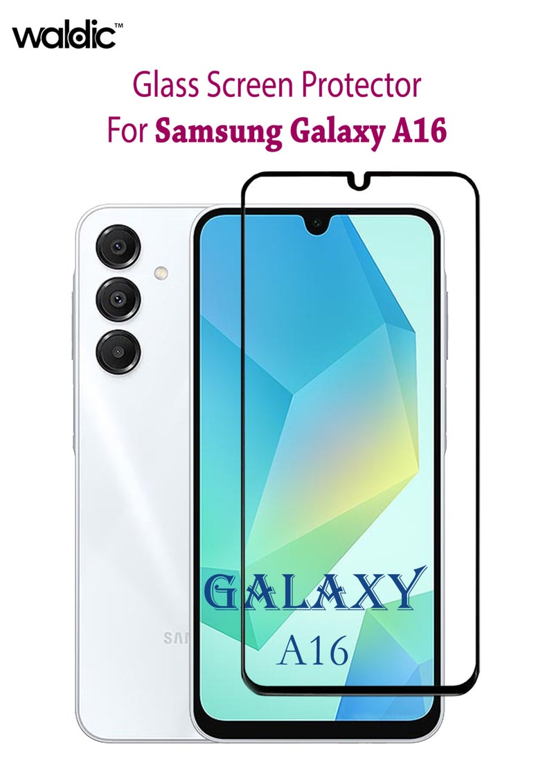 ولديك - واقي شاشة سامسونج جالاكسي A16 | زجاج مقسى متوافق مع هاتف Samsung Galaxy A16 | واقي شاشة عالي الجودة من الزجاج المقوى عالي الجودة ومضاد للخدش من الحافة إلى الحافة مع مجموعة أدوات سهلة التركيب - أسود - Image 1