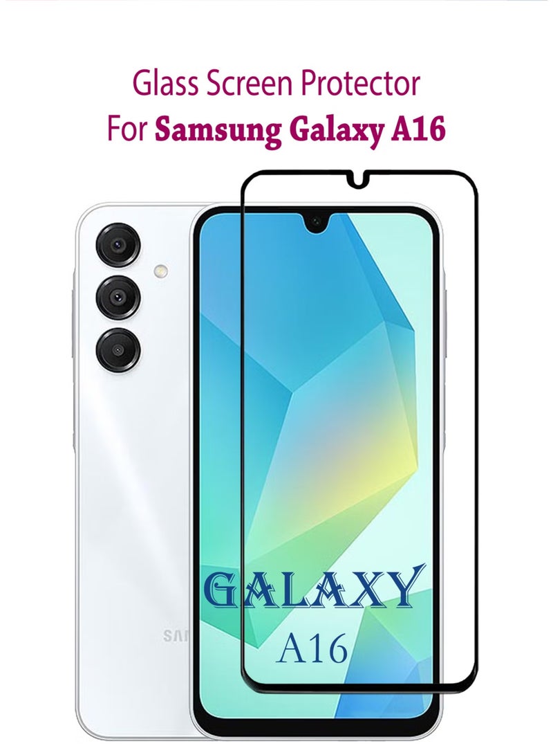 واقي شاشة سامسونج جالاكسي A16 | زجاج مقسى متوافق مع هاتف Samsung Galaxy A16 | واقي شاشة عالي الجودة من الزجاج المقوى عالي الجودة ومضاد للخدش من الحافة إلى الحافة مع مجموعة أدوات سهلة التركيب - أسود - Image 1