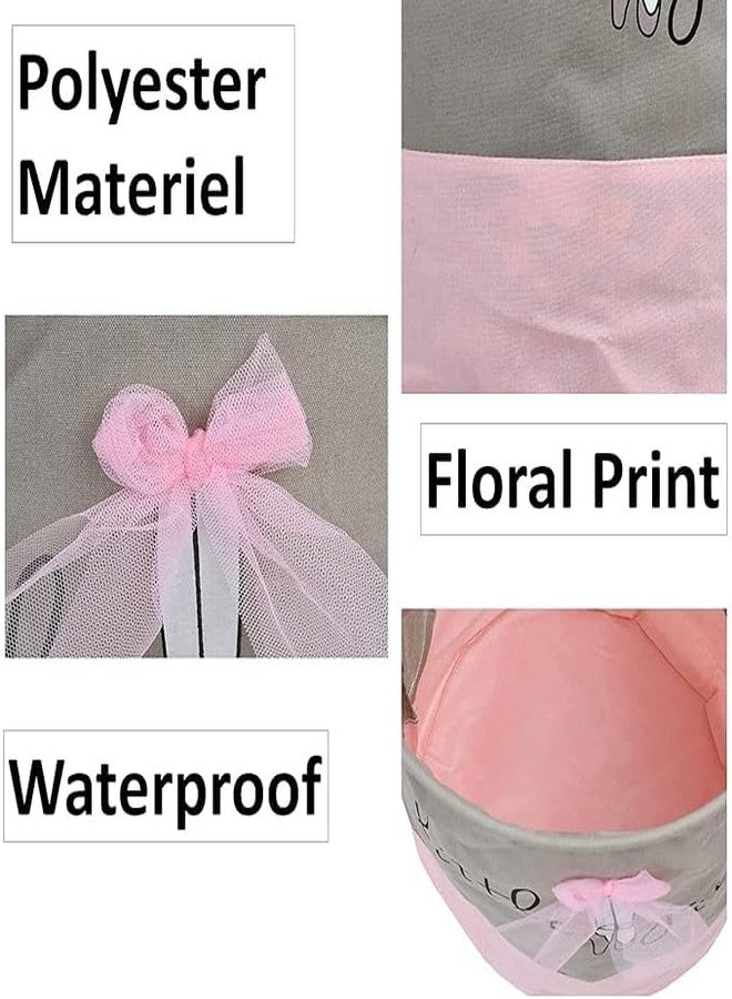 TIB Laundry Bags for Kids Clothes/Basket for Dirty Clothes/Foldable Bin Basket/Round Waterproof Laundry Bags for Girls/Laundry Basket 45 Liter - Pink - Image 4