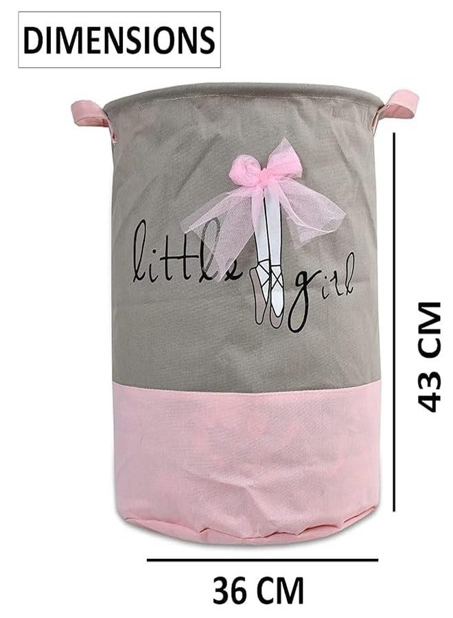 TIB Laundry Bags for Kids Clothes/Basket for Dirty Clothes/Foldable Bin Basket/Round Waterproof Laundry Bags for Girls/Laundry Basket 45 Liter - Pink - Image 3