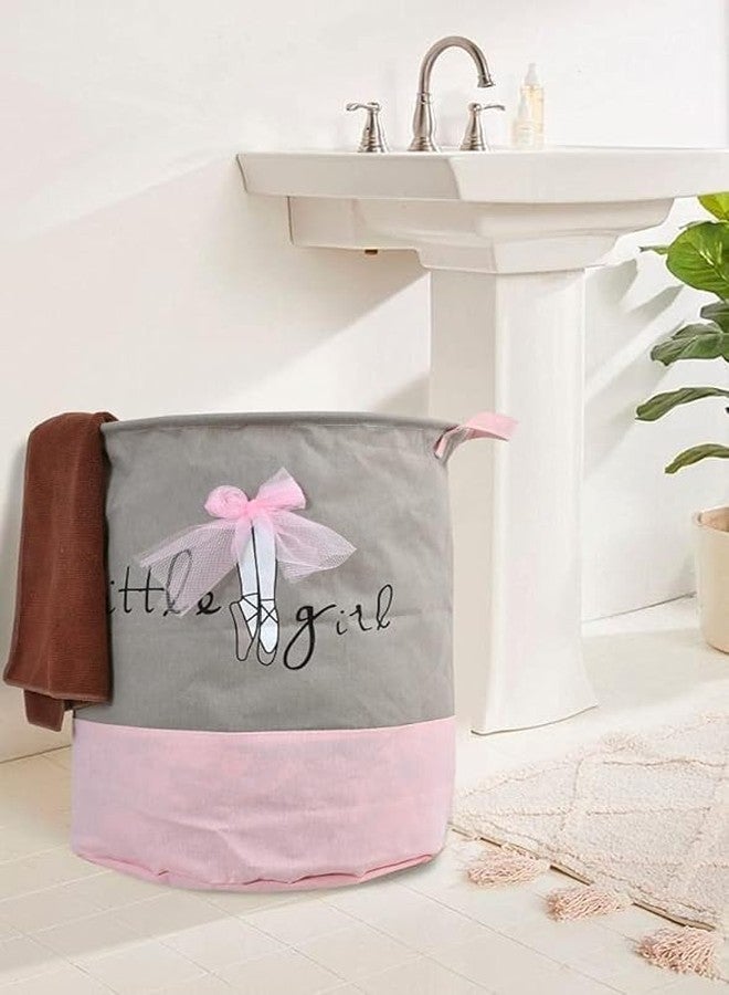 TIB Laundry Bags for Kids Clothes/Basket for Dirty Clothes/Foldable Bin Basket/Round Waterproof Laundry Bags for Girls/Laundry Basket 45 Liter - Pink - Image 2