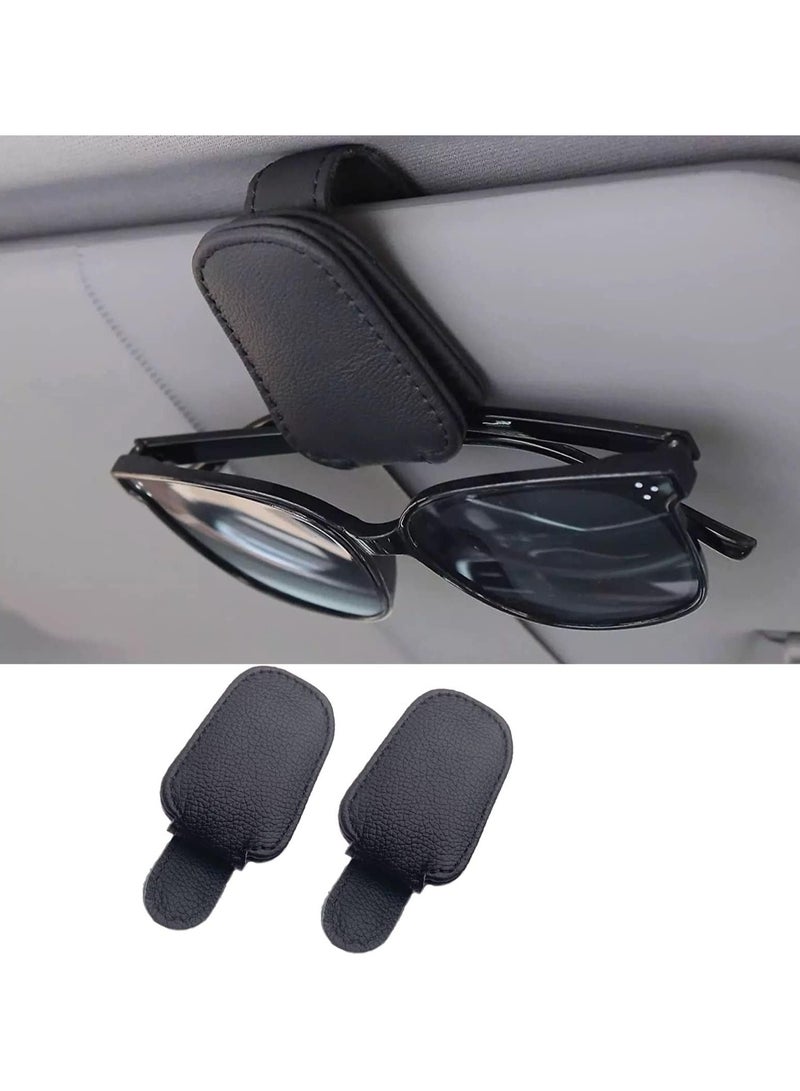 Generic Magnetic Leather Sunglasses Holder for Car Visor – Premium Leather, Strong Grip, One-Hand Operation, and Easy Installation – Ideal Car Accessory for All Vehicles，BLACK(1PCS)  - Image 1