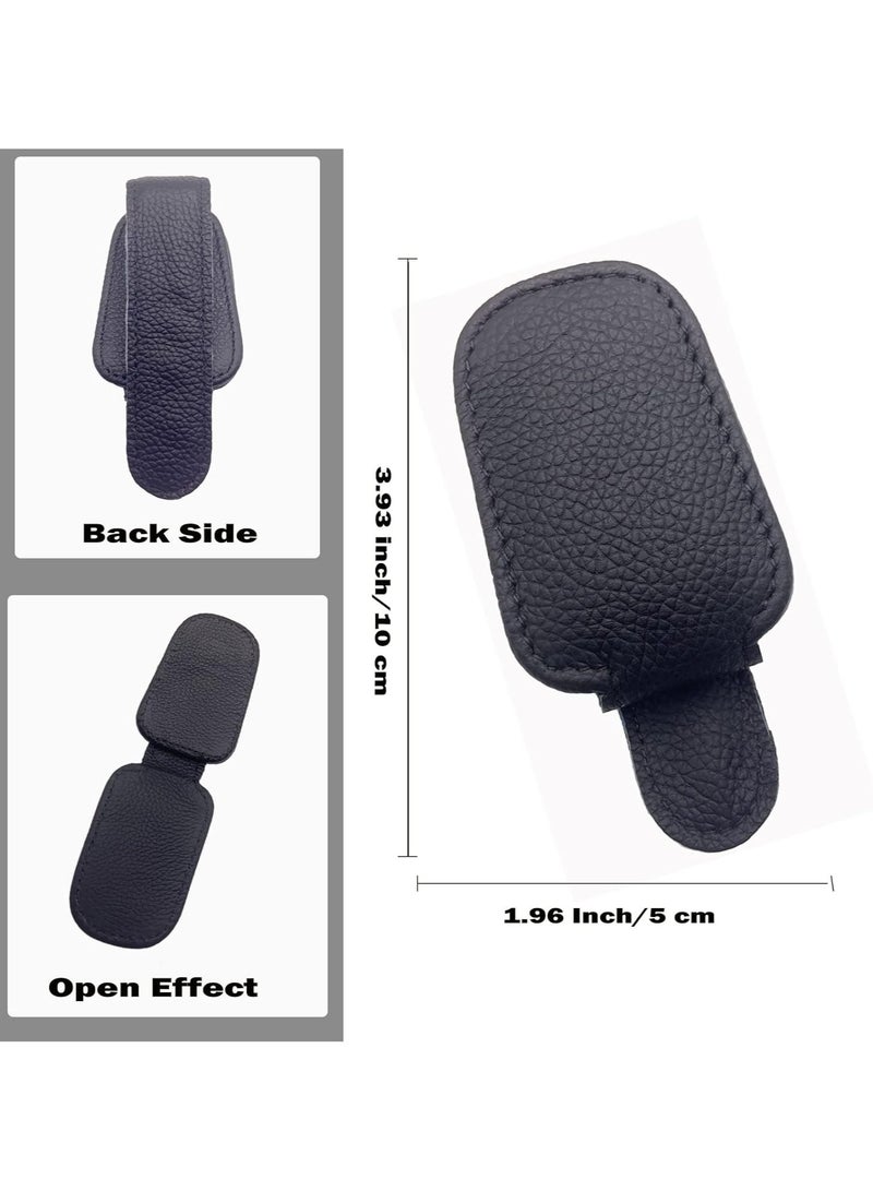 Generic Magnetic Leather Sunglasses Holder for Car Visor – Premium Leather, Strong Grip, One-Hand Operation, and Easy Installation – Ideal Car Accessory for All Vehicles，BLACK(1PCS)  - Image 2