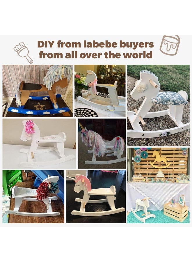 labebe - Wooden Rocking Horse, Baby Wooden Ride On Toys for 12M+, White Rocker Toy with Removable Fence, Toddler Riding Toy Indoor/Outdoor, Nursery Birthday Gift - Image 2