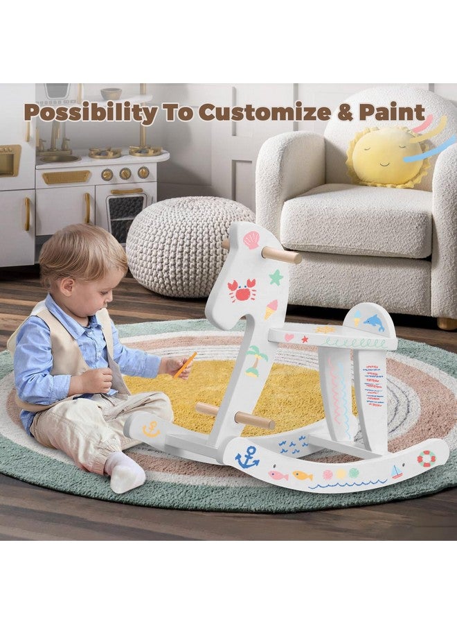 labebe - Wooden Rocking Horse, Baby Wooden Ride On Toys for 12M+, White Rocker Toy with Removable Fence, Toddler Riding Toy Indoor/Outdoor, Nursery Birthday Gift - Image 3