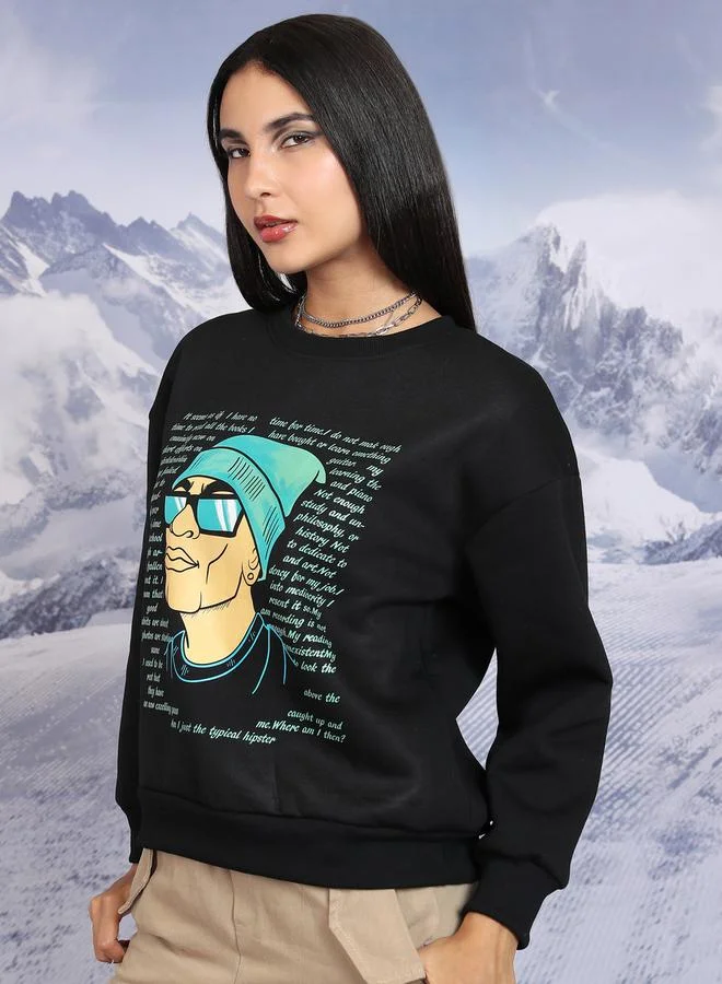 Tokyo Talkies Graphic Print Oversized Sweatshirt by Styli