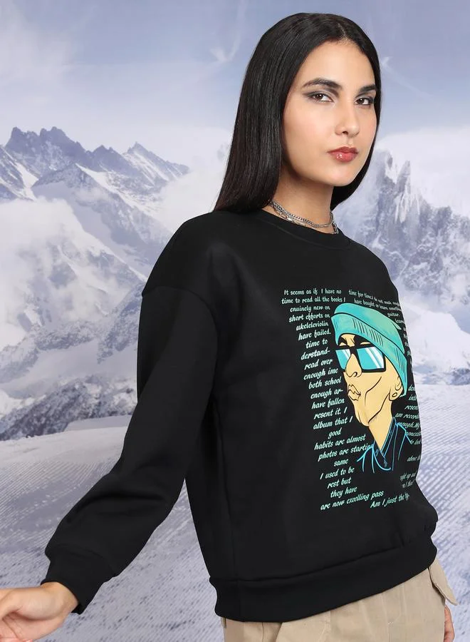 Tokyo Talkies Graphic Print Oversized Sweatshirt by Styli