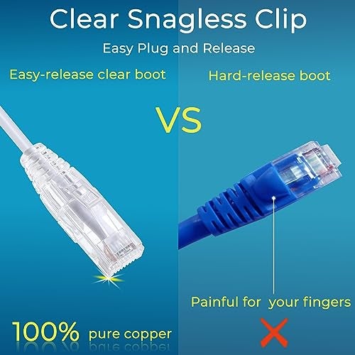 Rapink Patch Cables Cat6/ Cat6a 0.5ft (24 Pack) Slim, Cat6a Ethernet Patch Cable 10G Support, Snagless Cat 6 Patch Cable for Patch Panel to Switch, Flexiable Cat6 Ethernet Cable White - Image 5