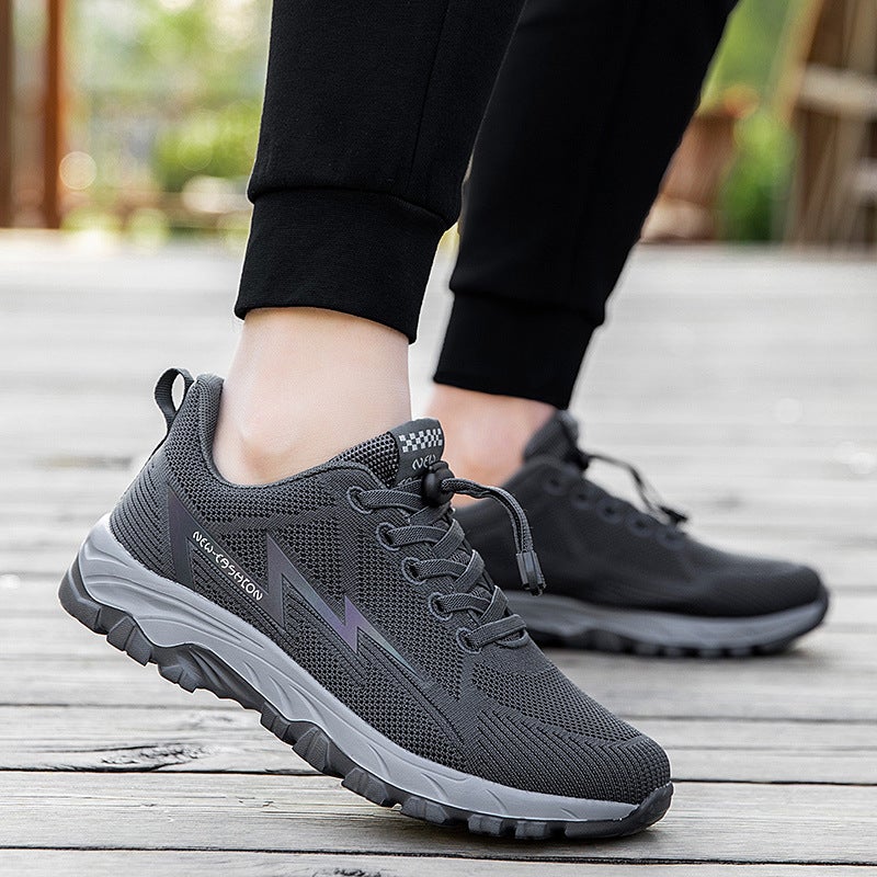 Elderly Men'S Spring Non-Slip Soft-Soled Mesh Shoes For Dad, Middle-Aged And Elderly Sports Fly-Knit Walking Shoes For Women, Lightweight - Image 1
