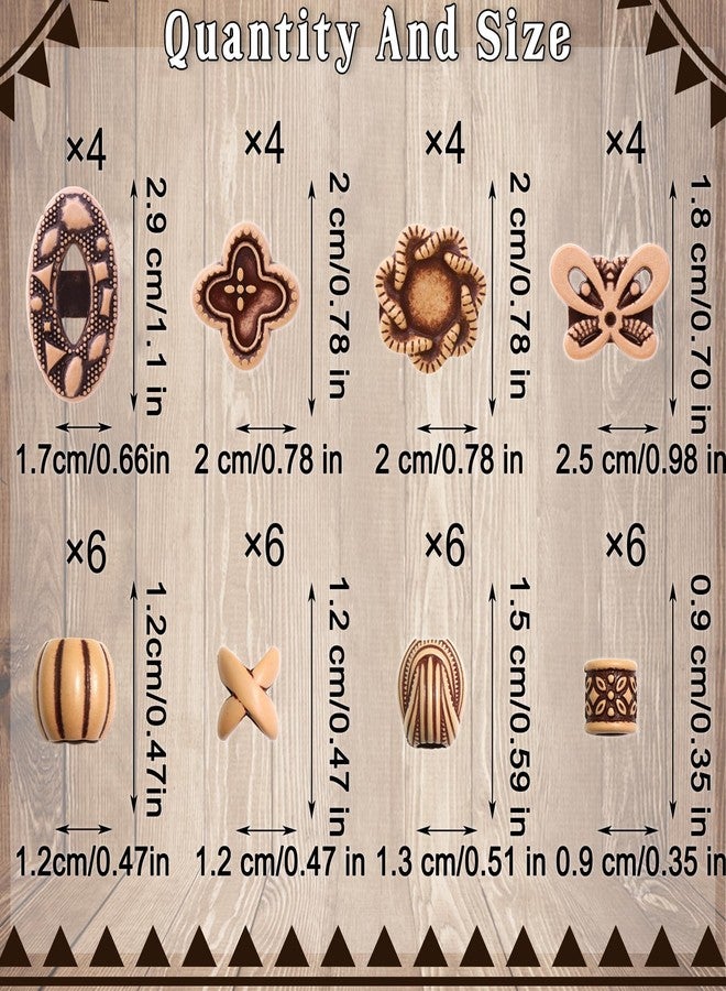 VENOFEN 40PCS Wood Hair Beads for Braids Loc Jewelry Imitation Wood Beads for Hair Dreadlock Accessories Multi Shape Loc Beads Hair Decoration for Women and Men - Image 4