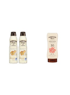 Hawaiian Tropic Weightless Hydration Clear Spray Sunscreen SPF 15 Twin Pack 6oz each  Sheer Touch Ultra Radiance Lotion Sunscreen SPF 30 8oz