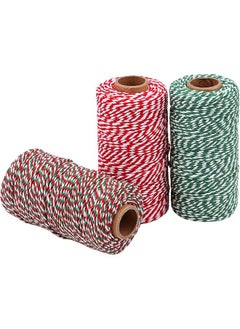 The Bros Christmas Twine String Colored Cotton Twine 3 Rolls 2MM for DIY Xmas Holiday Present Wrap Crafts Gardening, Baking, Butchers, Crafts and Wedding Decoration Packaging Thread,984 Feet Totally  - Image 1